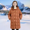 thumbnail image 1 of AUNVITO Warm Lightweight Puffer Coat for Boys & Girls 2-14Y, Hooded Quilted Longline Winter Jacket with Button Closure, Thickened Insulation, Pockets, Water-Resistant Nylon Spandex Casual Outerwear, 1 of 6