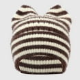 thumbnail image 1 of AUNVITO Warm Striped Cat Ear Knit Hat with Thickened Ear Protection Soft Wool Winter Beanie for Women, 1 of 3