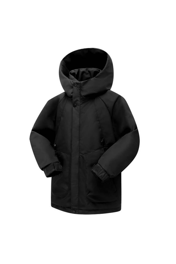 Waterproof Winter Jacket for Boys & Girls 7-17Y, Thermal Insulated Windbreaker Coat with Hooded Design, Solid Color Casual Sportswear Nylon/Spandex