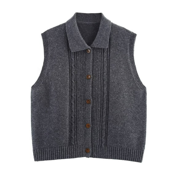 AUNVITO Winter Sleeveless V-Neck Cardigan Women Casual Knit Open Front Solid Sweater Vest Cozy Layering