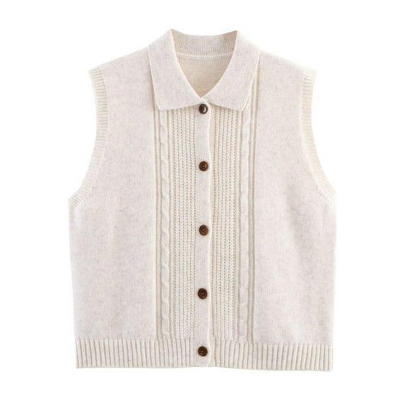 AUNVITO Winter Sleeveless V-Neck Cardigan Women Casual Knit Open Front Solid Sweater Vest Cozy Layering
