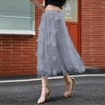 thumbnail image 1 of AUNVITO Women Elastic Waist Flax-Line Ankle Skirt Casual Summer Solid Color Pink & Gray Mid-Length Lounge Wear, 1 of 7