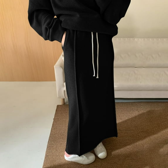 AUNVITO Women Plus Size Casual Summer A-Line Skirt Elastic Waist Solid Color Midi Flax Skirt for Daily Wear, Beach, Party