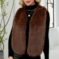 thumbnail image 1 of AUNVITO Women Sleeveless Faux Fur Vest Solid Color V-Neck Thermal Warm Winter Coat Jacket No Sleeve Outerwear, 1 of 9