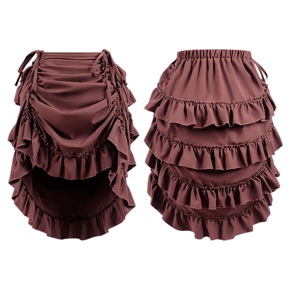 AUNVITO Women Stretchy Vintage Punk Skirt High Waist Pure Style Y2K A-Line Mini Skirt with Elastic Waistband