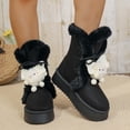 thumbnail image 1 of AUNVITO Women Winter Snow Boots Warm Lined Thick Sole Bunny Decor Suede Casual Shoes for Outdoor Indoor (Black, Light Brown, Tan), 1 of 9