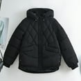 thumbnail image 1 of AUNVITO Women Winter Warm Thickened Hooded Loose Fit Solid Color Parka Coat, 1 of 5