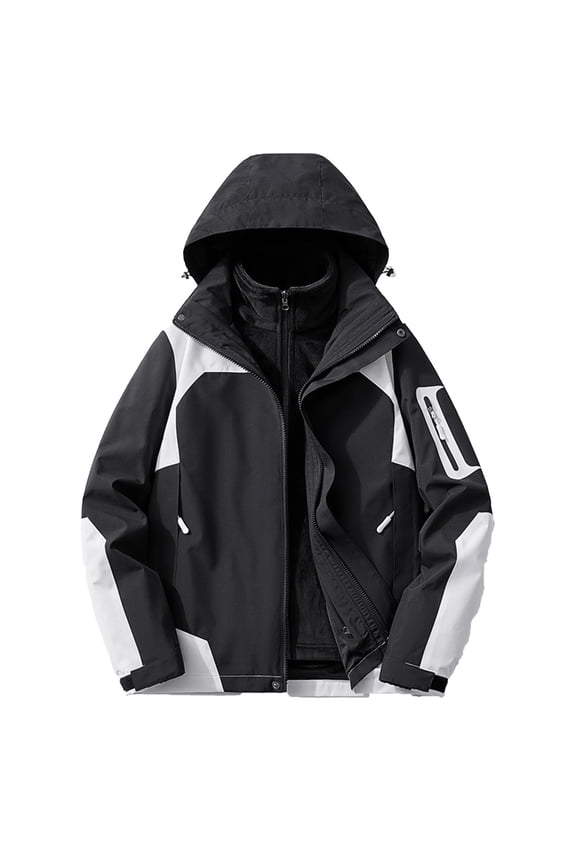 Women's 3-in-1 Windproof Thickened Hiking Jacket Detachable Inner Layer Waterproof Outer Shell for Outdoor Adventures