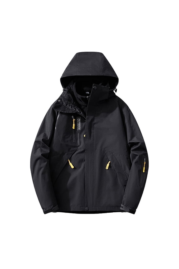 Women's 3-in-1 Windproof Warm Jacket Two-Piece Outdoor Casual Long Sleeve Windbreaker Coat with Asian Regular Fit