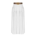 thumbnail image 1 of AUNVITO Women's A-Line Maxi Skirt Elastic Waist with Pockets Casual Fashion Solid Color Midi Length Belt Included, 1 of 6