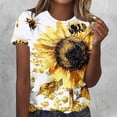 thumbnail image 1 of AUNVITO Women's Bee Festival All Over Printed T-Shirt Round Neck Short Sleeve Loose Fit Casual and Fashionable Style, 1 of 5