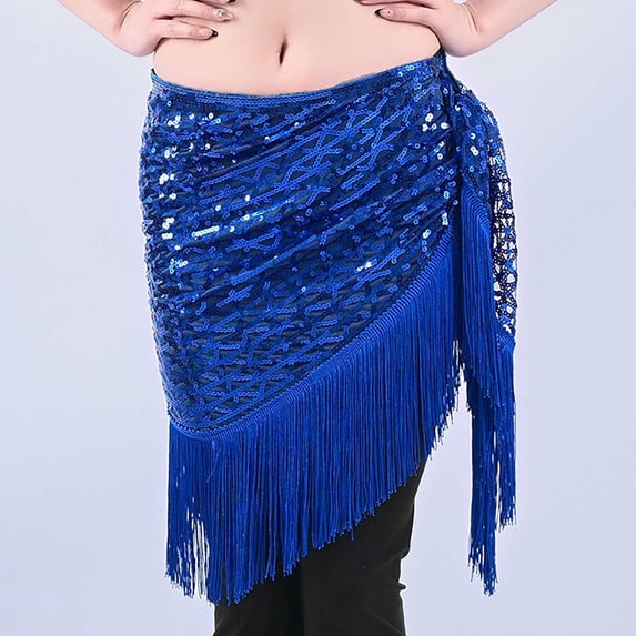 AUNVITO Women's Belly Dance Sequin Fringed Skirt Winter Spring Performance Comfortable Hand Wash