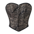 thumbnail image 1 of AUNVITO Women's Black Gold Print Bustier V Neck Strapless Boned Push Up Waist Cinching Corset Top Vintage and Stylish Style, 1 of 5