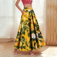 thumbnail image 1 of AUNVITO Women's Bohemian Vintage Skirt High Waist Elastic Waist with Pockets Ruffle Hem A-Line Long Skirt Casual and Chic Bohemian Style, 1 of 9