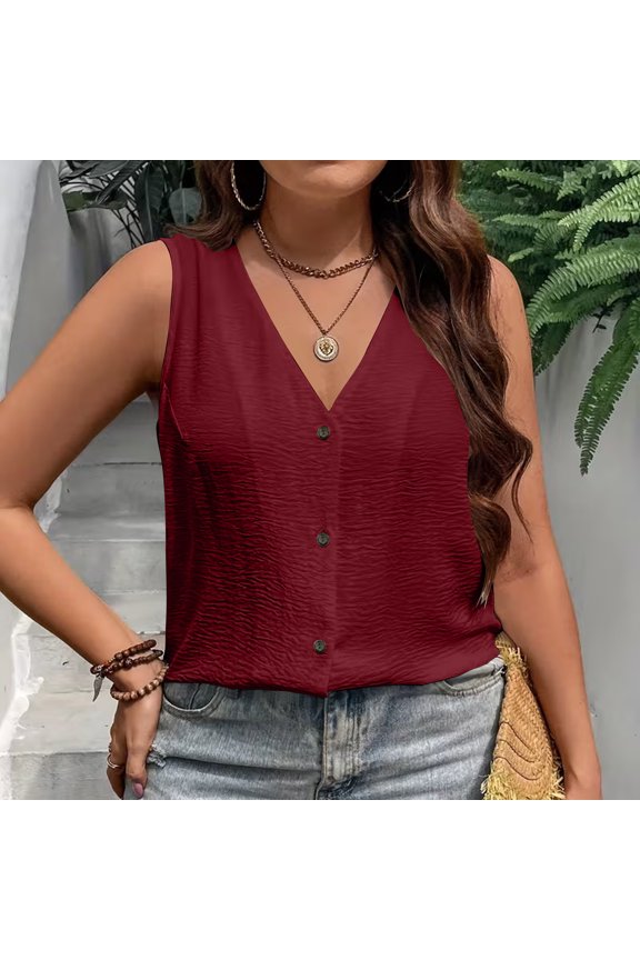 Women's Casual Blouse Button Front Solid Color Lightweight Spring Summer Chic