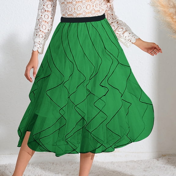 AUNVITO Women's Casual Elastic Waist Flax-Linen Ankle Skirt Solid Color Mid-Calf Skirt for Daily Wear, Party, Beach