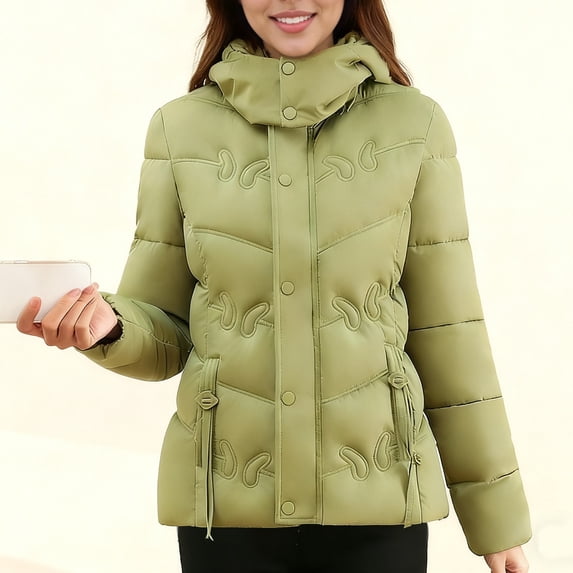 AUNVITO Women's Casual Hooded Jacket Long Sleeve Solid Color Winter Coat with Pockets and Irregular Hem Soft Fiber Fashionable Outerwear for Daily Wear Dating Parties