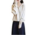 thumbnail image 1 of AUNVITO Women's Casual Hooded Zipper Cardigan Long Sleeve Solid Color Lightweight Loungewear Home Office Comfort, 1 of 2