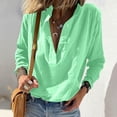 thumbnail image 1 of AUNVITO Women's Casual Long Sleeve Button Down V-Neck Shirt Soft Stretchy and Comfortable, 1 of 8