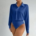 thumbnail image 1 of AUNVITO Women's Casual Long Sleeve Collared Button Front Shirt Solid Color Versatile Style, 1 of 8
