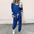 thumbnail image 1 of AUNVITO Women's Casual Loose Fit Striped Printed Two-Piece Set with Drawstring Elastic Waist Long Sleeve Top & Joggers Y2K Style, 1 of 8
