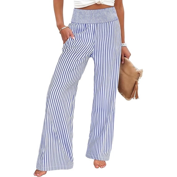 AUNVITO Women's Casual Pants Elastic Waist Comfortable and Lightweight Relaxed Fit for Daily Use