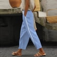 thumbnail image 1 of AUNVITO Women's Casual Pants Side Seam Detail Button Elastic Waist Pocket Straight Leg Comfortable Style, 1 of 7