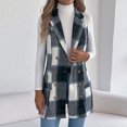 thumbnail image 1 of AUNVITO Women's Casual Plaid Double Breasted Sleeveless Vest Jacket Lightweight Quilted Faux Wool Waistcoat Autumn Winter Home Daily Wear, 1 of 9