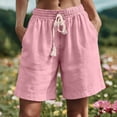 thumbnail image 1 of AUNVITO Women's Casual Shorts Elastic Waist with Drawstring and Pockets Solid Color Spring Summer Style, 1 of 7