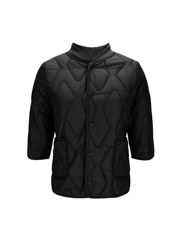 Women's Casual Snap Button Jacket with Pockets Lightweight 3/4 Sleeve Nylon Spandex Outerwear No Hood
