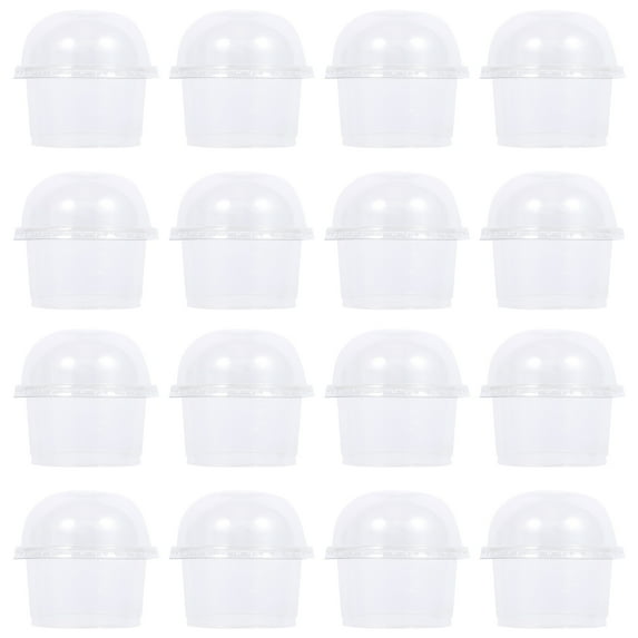BESTONZON 50pcs 250ml Disposable Dessert Cups Clear Salad Cups Dessert Cups with Cover