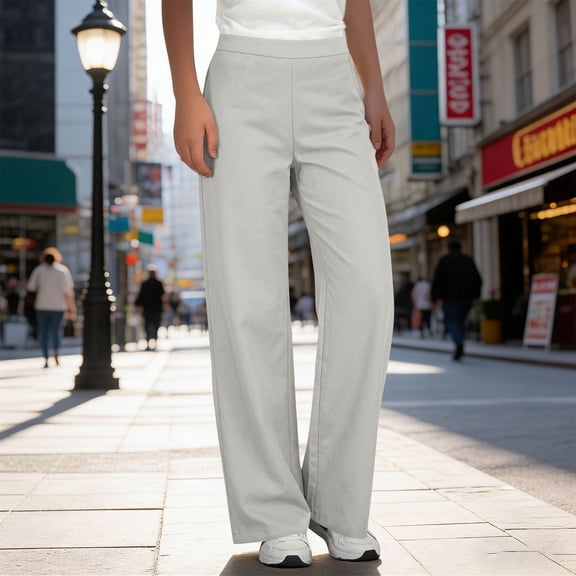 AUNVITO Women's Casual Trousers Wrinkle-Free Comfortable Fit Easy Care Office Pants