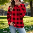 thumbnail image 1 of AUNVITO Women's Checkered Print Sweatshirt Relaxed Round Neck Drop Shoulder Long Sleeve Casual and Fashionable, 1 of 8