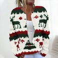 thumbnail image 1 of AUNVITO Women's Christmas Print Hooded Cardigan Sweatshirt Button-Up Long Sleeve Knitted Coat Loose Fit Cozy Winter Outerwear, 1 of 5
