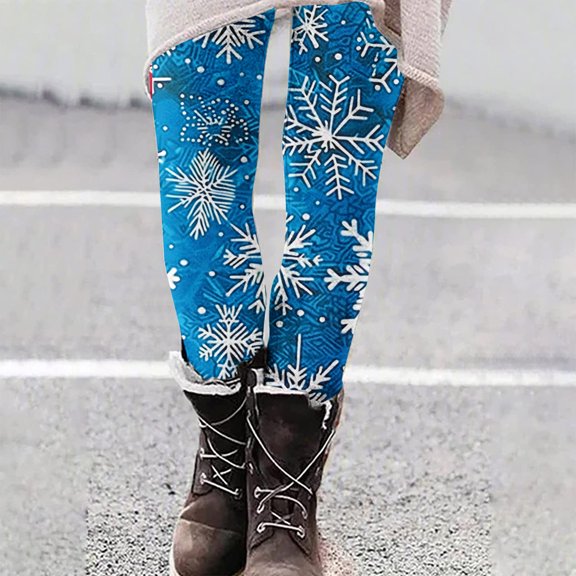 AUNVITO Women's Christmas Print Yoga Pants Casual Butt-Lifting High Waist Full-Length Leggings Comfy Trousers