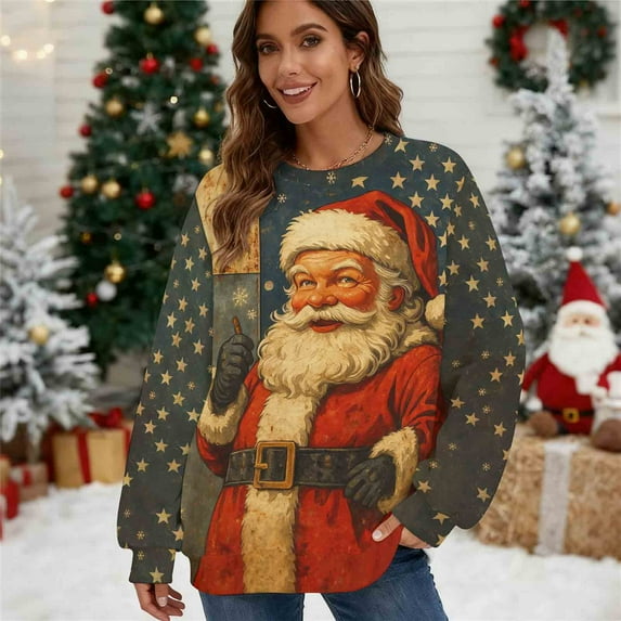 DHFJKG Christmas Sweatshirt For Men Funny Donkey Printed Pullover Long Sleeve Crewneck Xmas Festive Party Top Soft Jumper Tops