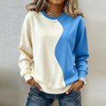 thumbnail image 1 of AUNVITO Women's Color Block Sweatshirt Round Neck Raglan Long Sleeve Loose Fit Casual and Trendy, 1 of 5