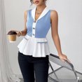 thumbnail image 1 of AUNVITO Women's Contrast Color Button V-Neck Pullover Sleeveless Vest Casual and Stylish, 1 of 3