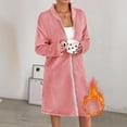 thumbnail image 1 of AUNVITO Women's Cozy Solid Long Sleeve Zip Front Bathrobe Fall Winter Casual Loungewear, 1 of 5
