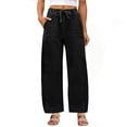 thumbnail image 1 of AUNVITO Women's Denim Wide-Leg Pants - Drawstring Waist, Loose Fit with Patch Pockets for Casual Daily Wear, 1 of 9