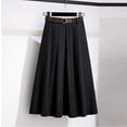 thumbnail image 1 of AUNVITO Women's Draped Midi Skirt Solid Color Retro A-Line Nylon Spandex Elastic Waist Flowy Hem, 1 of 3