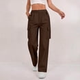 thumbnail image 1 of AUNVITO Women's Elastic Waist Cargo Pants with Button Front and Multiple Pockets Casual Utility Comfortable Fit, 1 of 9