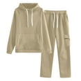 thumbnail image 1 of AUNVITO Women's Elastic Waist Hooded Sweatsuit Set Casual Solid Color Long Sleeve Tracksuit Japanese-Inspired Material 700g 1PC, 1 of 8