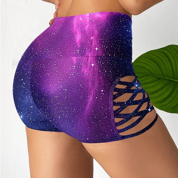 AUNVITO Women's Elastic Waist Shorts with Side Cutouts Comfortable Fit Shaping Casual Style