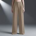 thumbnail image 1 of AUNVITO Women's Elastic Waist Wide Leg Pants with Zipper Button, Straight Trousers for Office and Casual Wear - Polyester Stretch Comfort Fit, 1 of 6