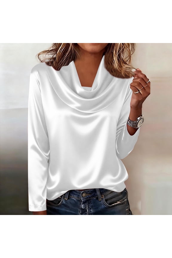 Women's Elegant Draped Neck Long Sleeve Blouse Classic and Chic Style