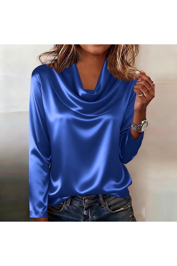 Women's Elegant Draped Neck Long Sleeve Blouse Classic and Chic Style