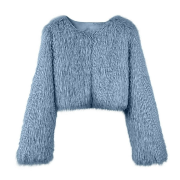 AUNVITO Women's Faux Fur Coat Long Sleeve Loose Fit Warm Solid Color Winter Outerwear Luxurious Soft Lightweight
