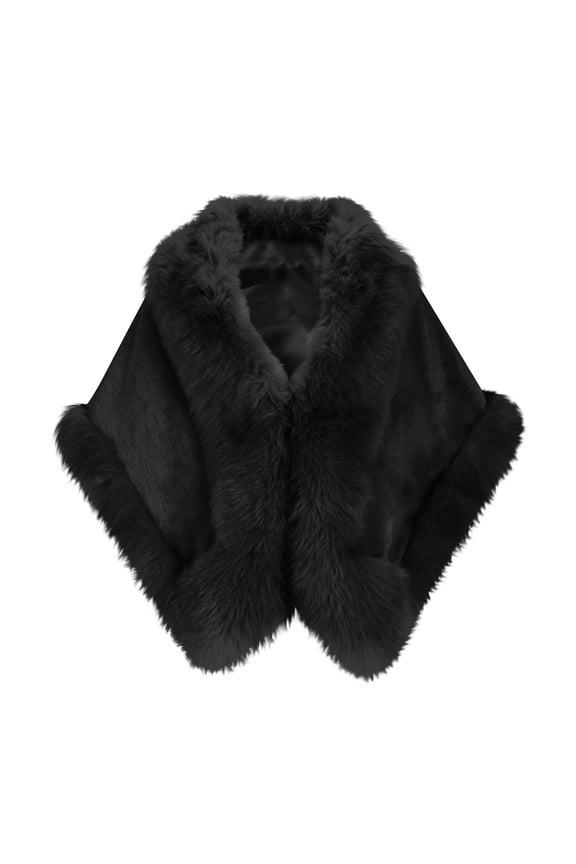 Women's Faux Fur Coat Long Sleeve V-Neck Shawl Collar Fashion Design Solid Color Casual Party Outerwear Warm Winter Jacket