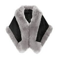 thumbnail image 1 of AUNVITO Women's Faux Fur Coat Long Sleeve V-Neck Shawl Collar Fashion Design Solid Color Casual Party Outerwear Warm Winter Jacket, 1 of 4